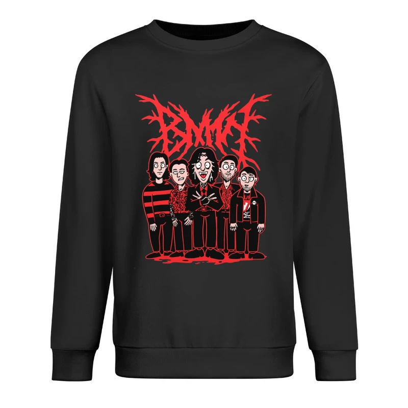 Gothic Rock Band Cartoon in Red and Black Style Male Pullover Sweatshirt