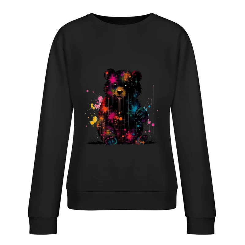 Cosmic Watercolor Teddy Bear Art Female Pullover Sweatshirt