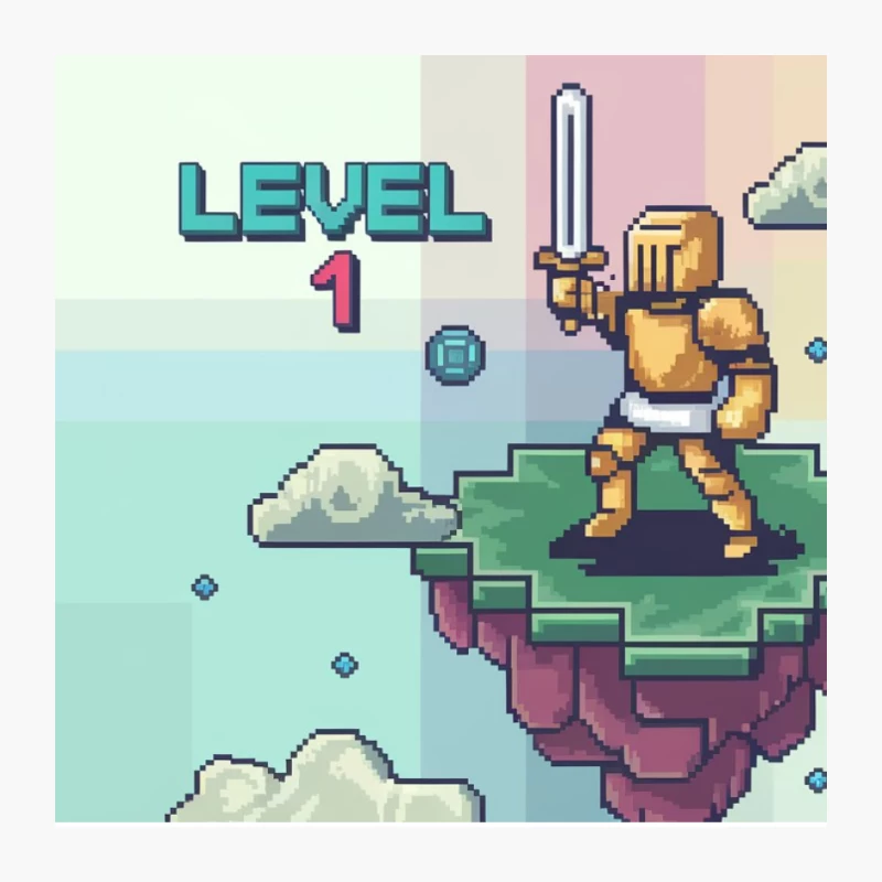 Retro Pixel Art: Knight's Adventure on Floating Island Pin