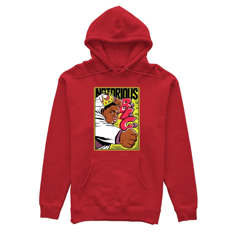 Notorious Hip-Hop Comic Style Illustration with Crown Female Pullover Hoodie