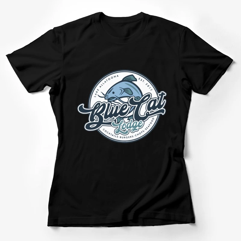 Blue Cat Lodge Restaurant & Bar Vintage Logo Design Female T-Shirt