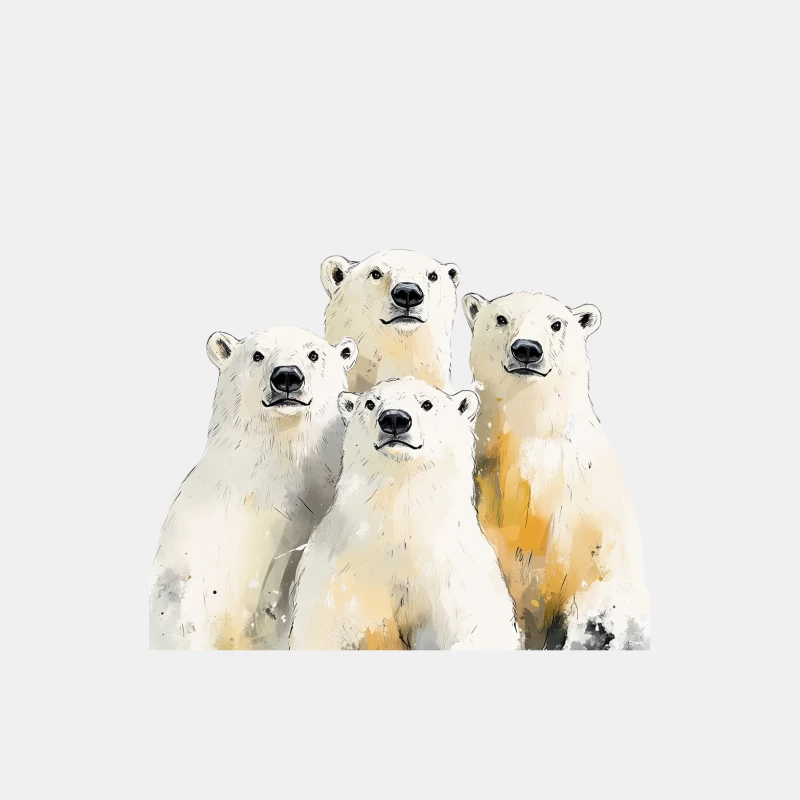 Whimsical Watercolor Portrait of Polar Bear Family Male Tank Top