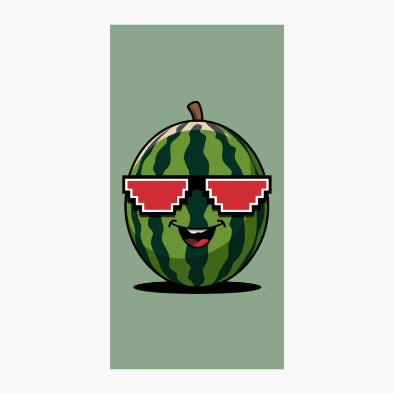 Cool Cartoon Watermelon with Pixel Art Sunglasses iPhone Case