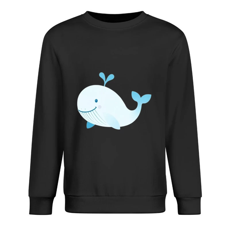 Cute Blue Cartoon Whale Illustration Male Pullover Sweatshirt