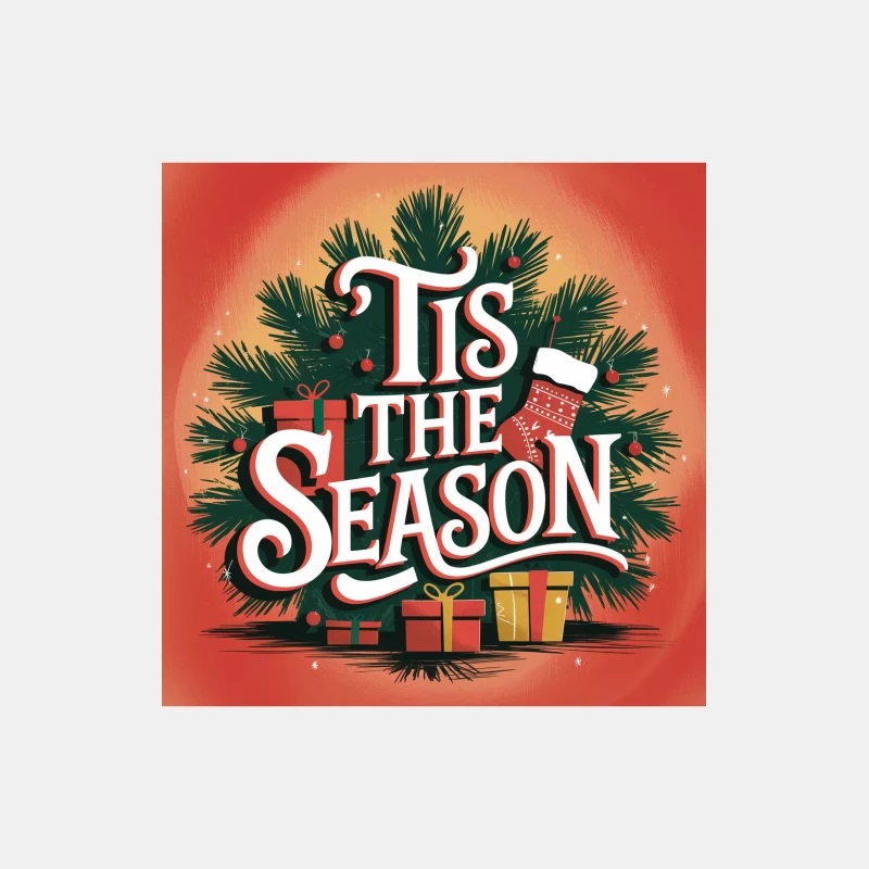 Festive Christmas Typography with Pine and Presents Male Tank Top