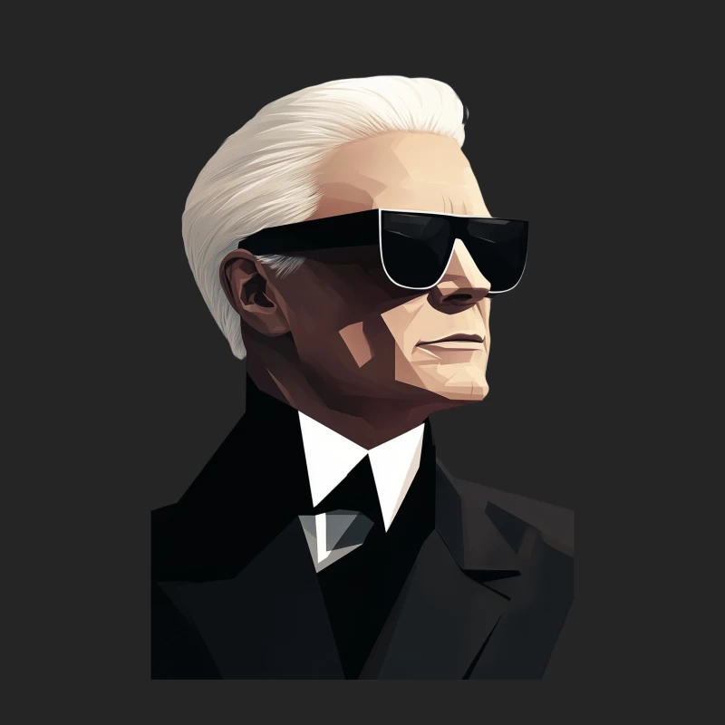 Stylized Portrait of Fashion Icon in Black Suit and Sunglasses Female Pullover Sweatshirt
