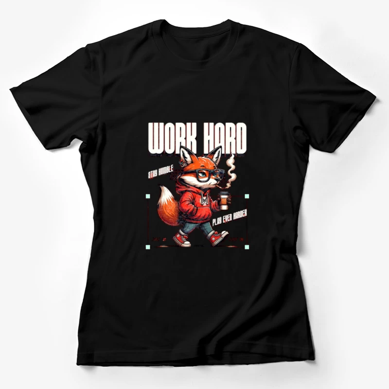 Renard avec café, travailler dur Femme T-Shirt