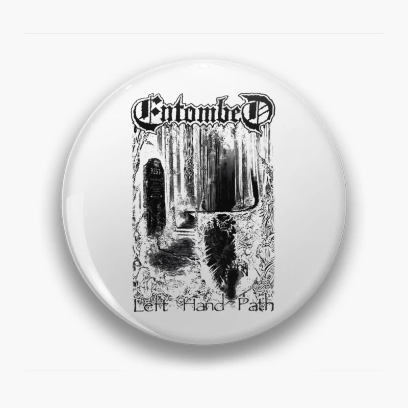 Entombed Left Hand Path Black White Pin