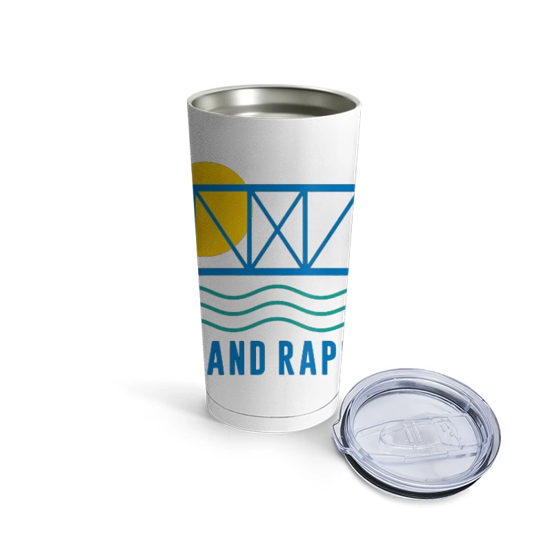 Grand Rapids City Logo with Bridge and Water Design Travel Mug