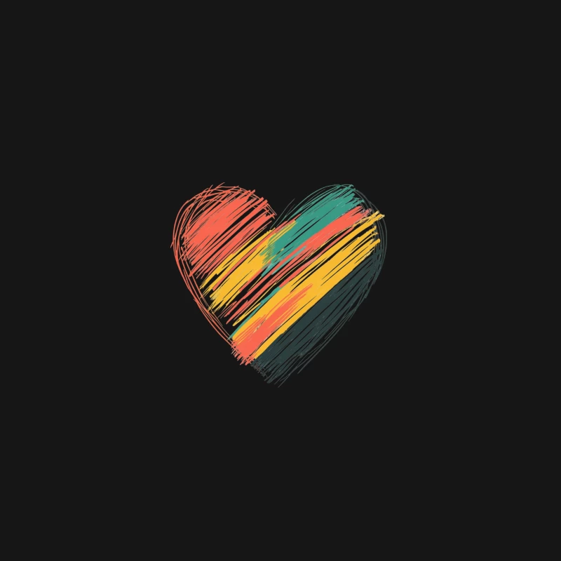 Vibrant Sketched Heart: Colorful Abstract Love Symbol Desk Mat