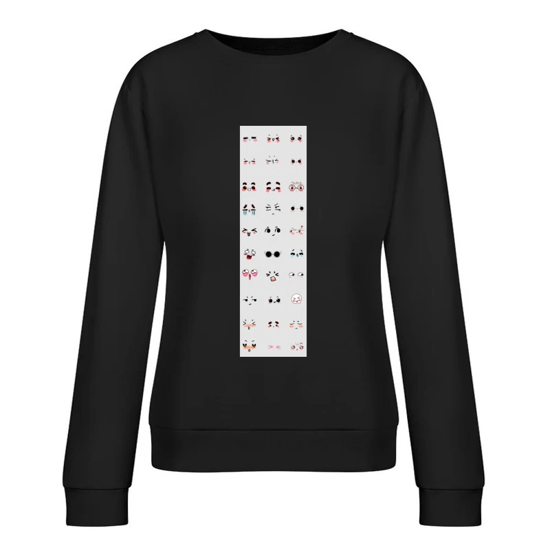 Niedliche Kawaii Gesichtsausdrücke Damen Pullover Sweatshirt