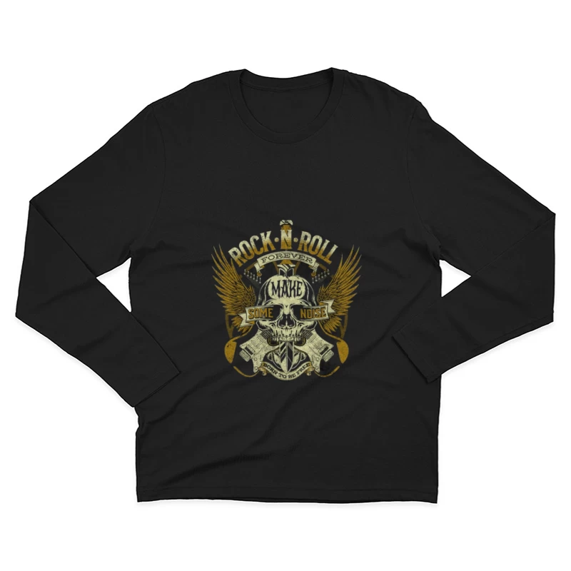 Crâne de Rock and Roll avec des ailes Homme Manches Longues T-Shirt