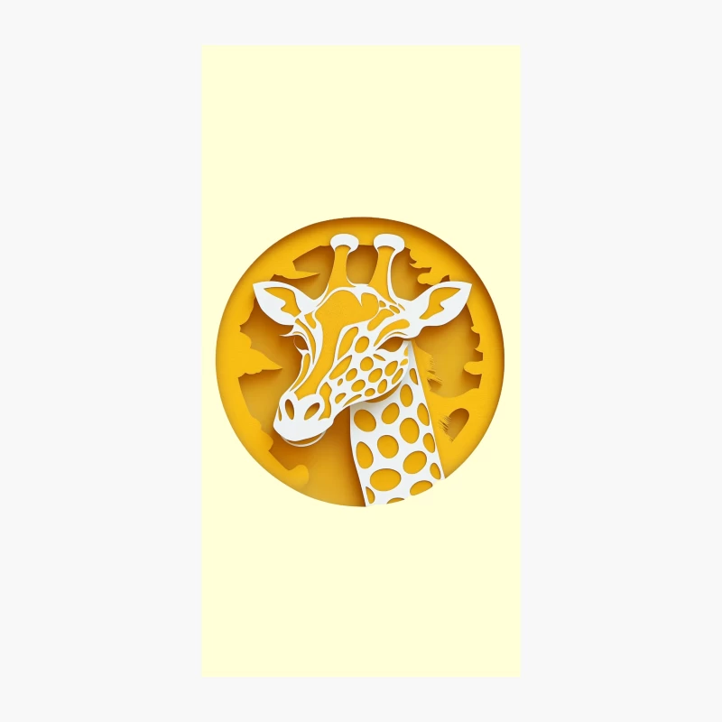 Geometric Giraffe Paper Art in Yellow Circle iPhone Case