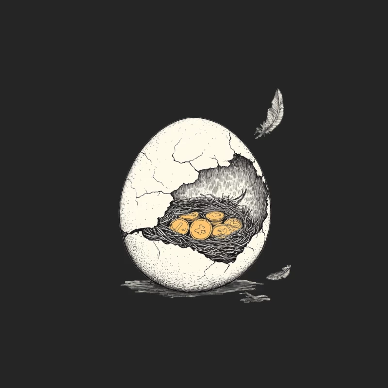 Cracked Egg Reveals Bitcoin Nest: Cryptocurrency Hatching Illustration Male Pullover Sweatshirt