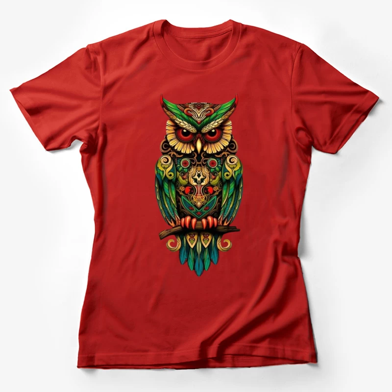Colorful Owl Art Female T-Shirt