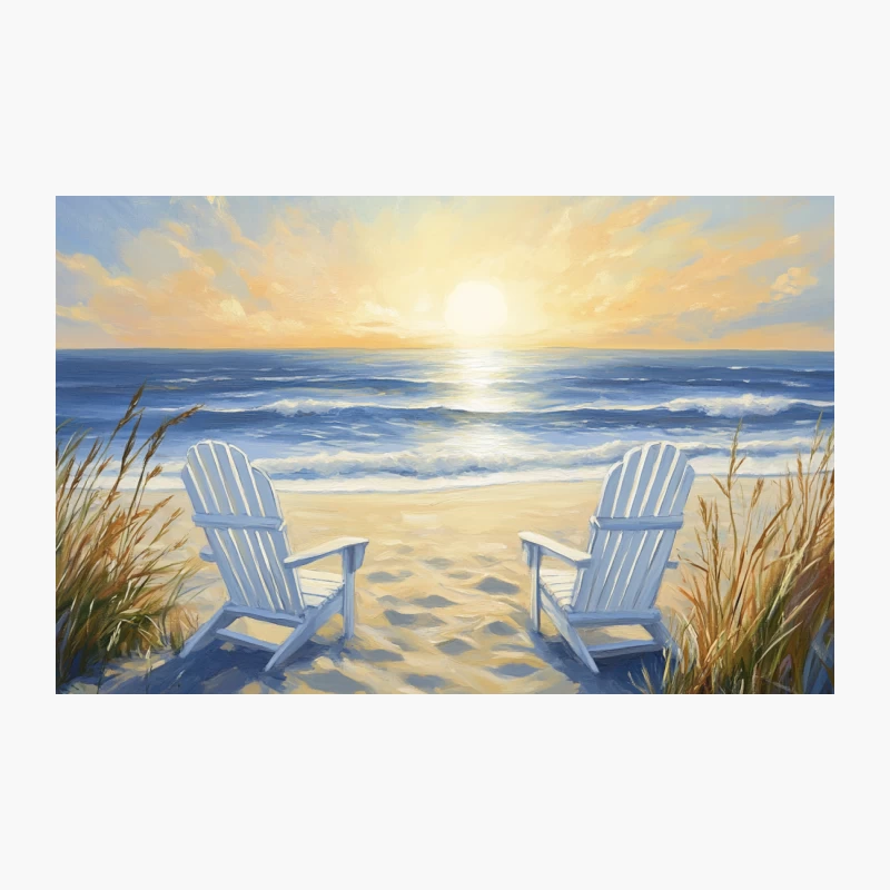 Serene Coastal Sunset with Adirondack Chairs Travel Mug