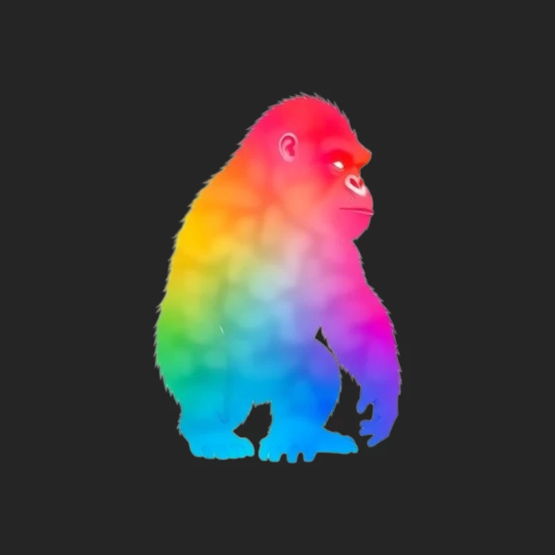 Rainbow Gradient Gorilla Silhouette Art Male Pullover Sweatshirt