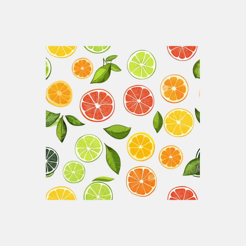 Colorful Citrus Fruit Slice Pattern with Leaves Male Tank Top