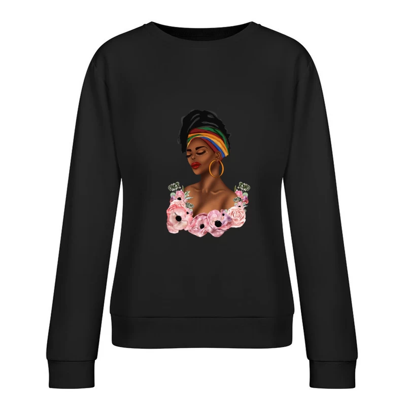 Frau mit Blumen und Kopftuch Damen Pullover Sweatshirt
