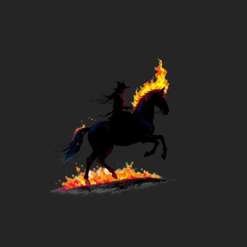 Mystical Dark Rider with Flaming Horse Silhouette Female Pullover Sweatshirt