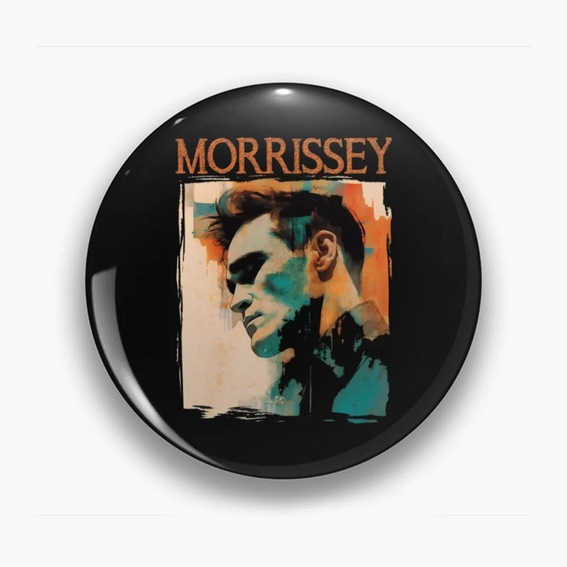 Artistic Watercolor Portrait with Morrissey Typography Pin