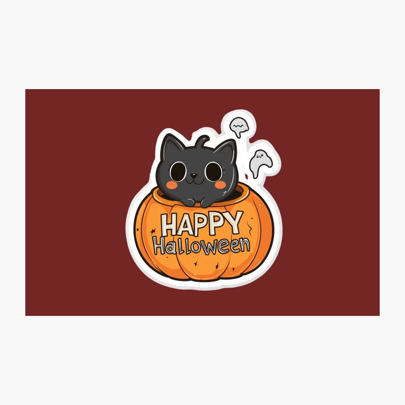 Cute Halloween Cat in Pumpkin with Ghosts Travel Mug