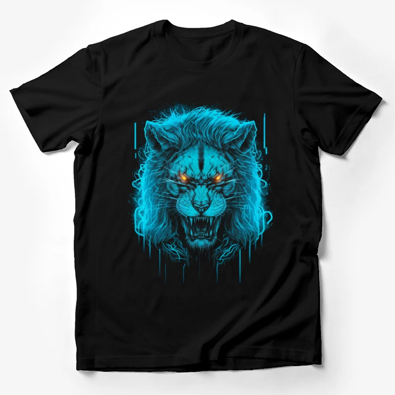 Lion fierce blue illustration digital art fantasy Male T-Shirt