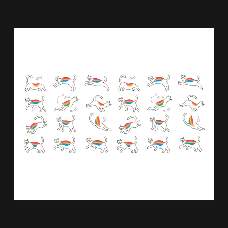 Whimsical Rainbow Cat Illustration Pattern Mouse Pad