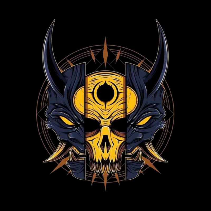 Fantasy Demon Skull Illustration Pin