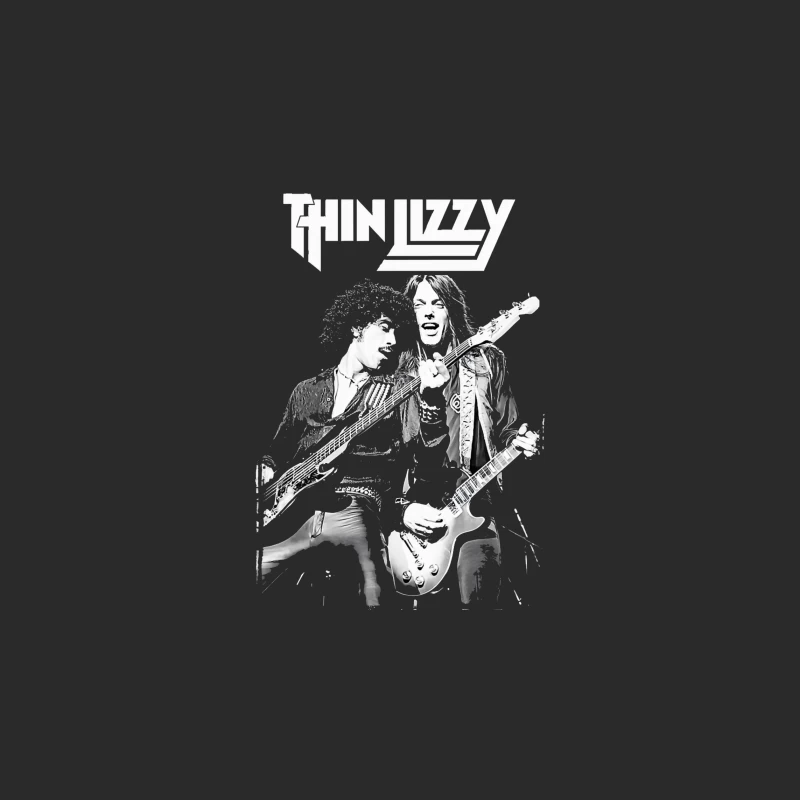 Thin Lizzy Rock Band Performance Sketch in Black and White Baseball Cap