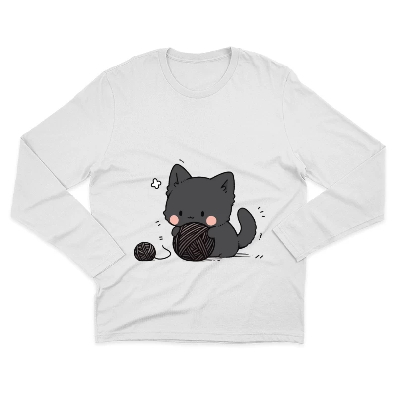 Niedliches Kätzchen spielt mit Garn Herren Langarm T-Shirt