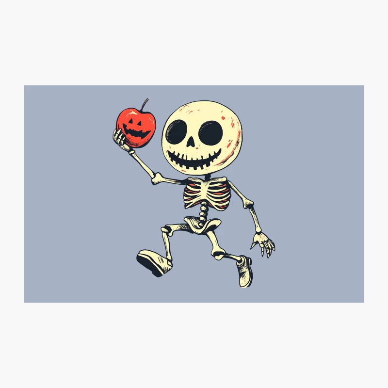Cute Cartoon Skeleton Holding Halloween Pumpkin Travel Mug