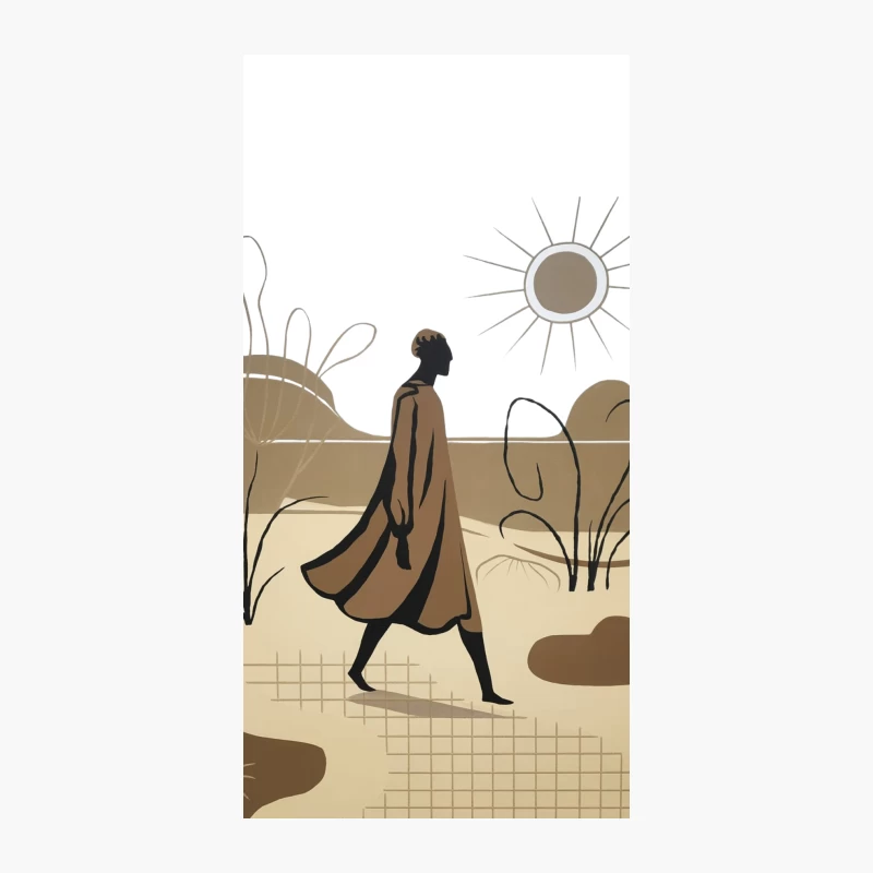 Minimalist Abstract Landscape with Walking Figure iPhone Case