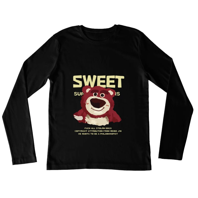 Lustiger Bären-Design mit süßen Unterstützern Damen Langarm T-Shirt