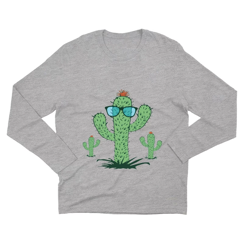 Kaktus mit Sonnenbrille Herren Langarm T-Shirt