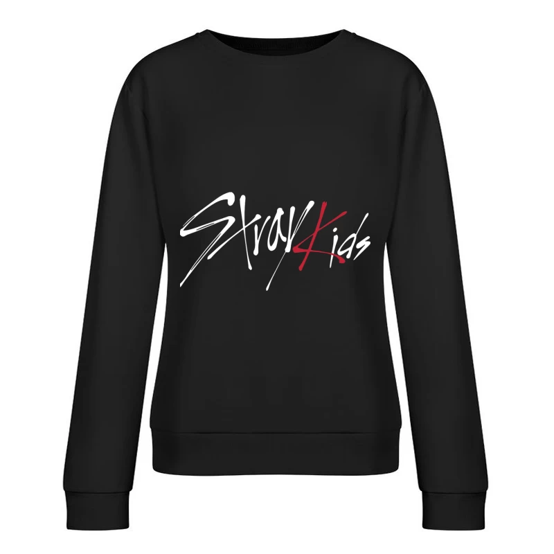 Modern Minimalist Calligraphic Signature in Red and Black Female Pullover Sweatshirt