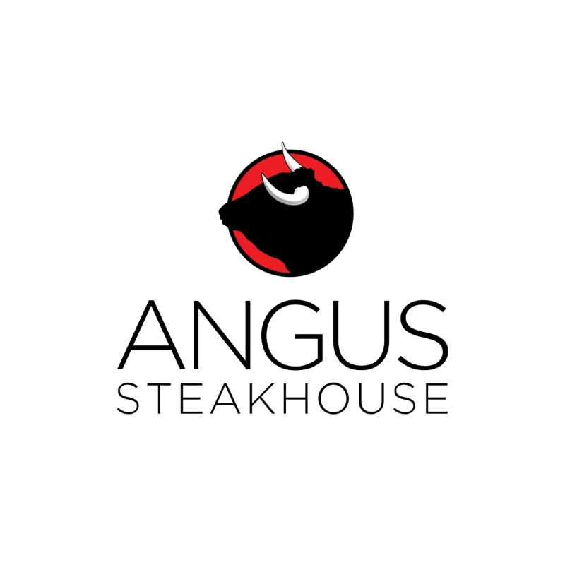 Angus Steakhouse Modern Logo with Bull Silhouette Throw Pillow