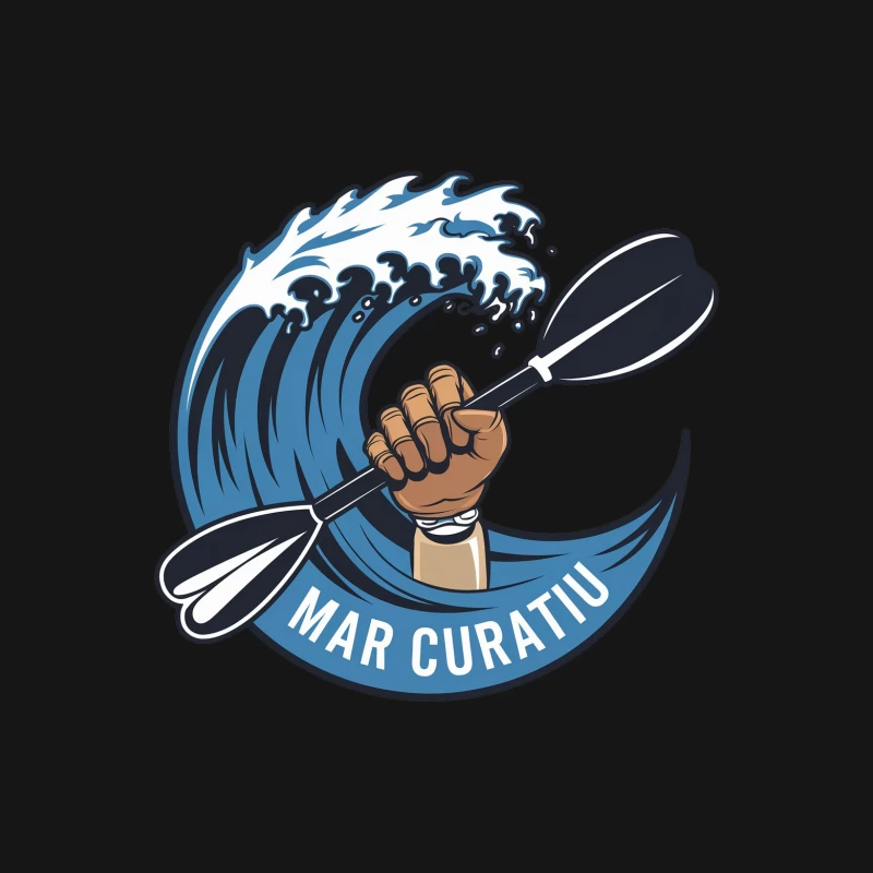 Mar Curativ Ocean Sports Logo with Rising Wave and Paddle Male T-Shirt