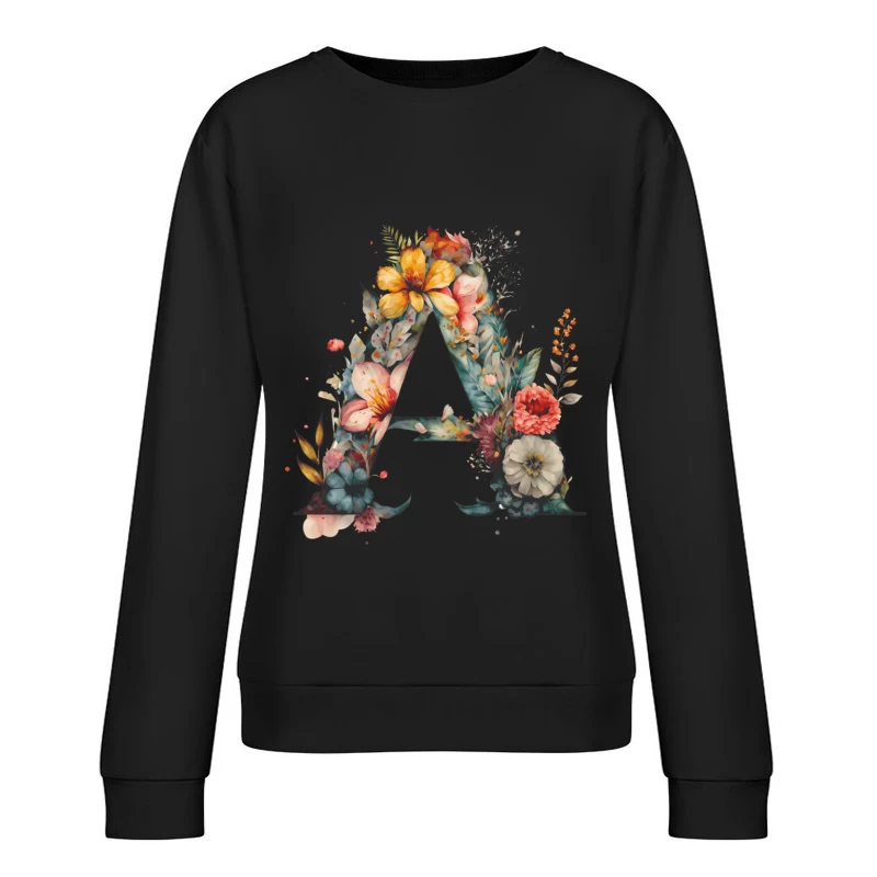 Blumen-Alphabet Kunst Damen Pullover Sweatshirt