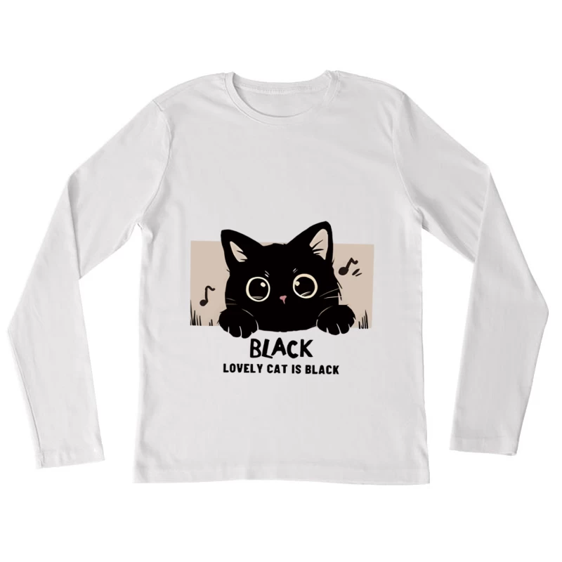 Süße schwarze Katze Damen Langarm T-Shirt