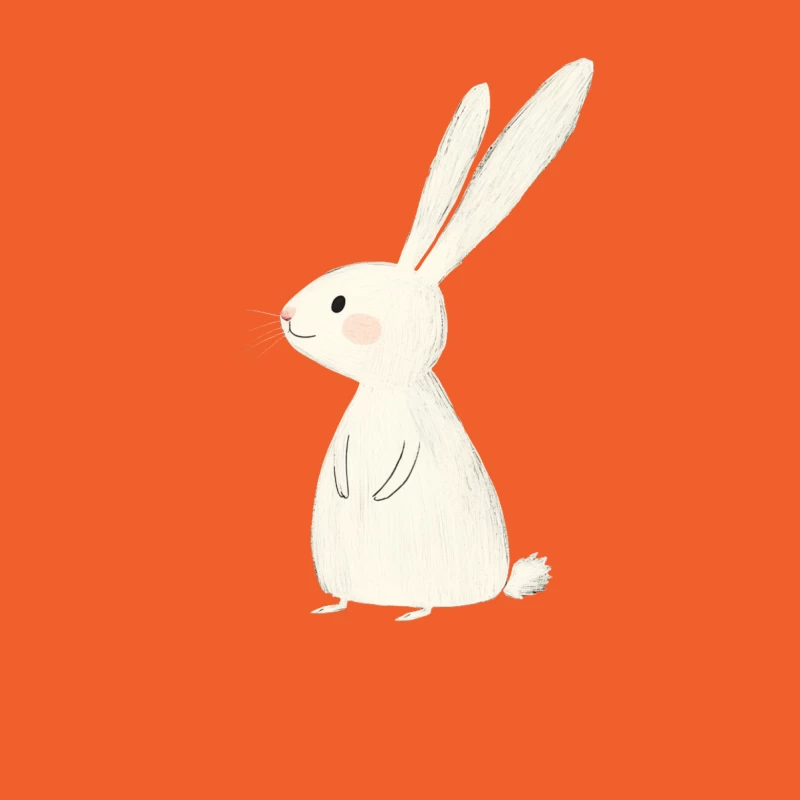 Cute White Cartoon Rabbit Illustration Female T-Shirt