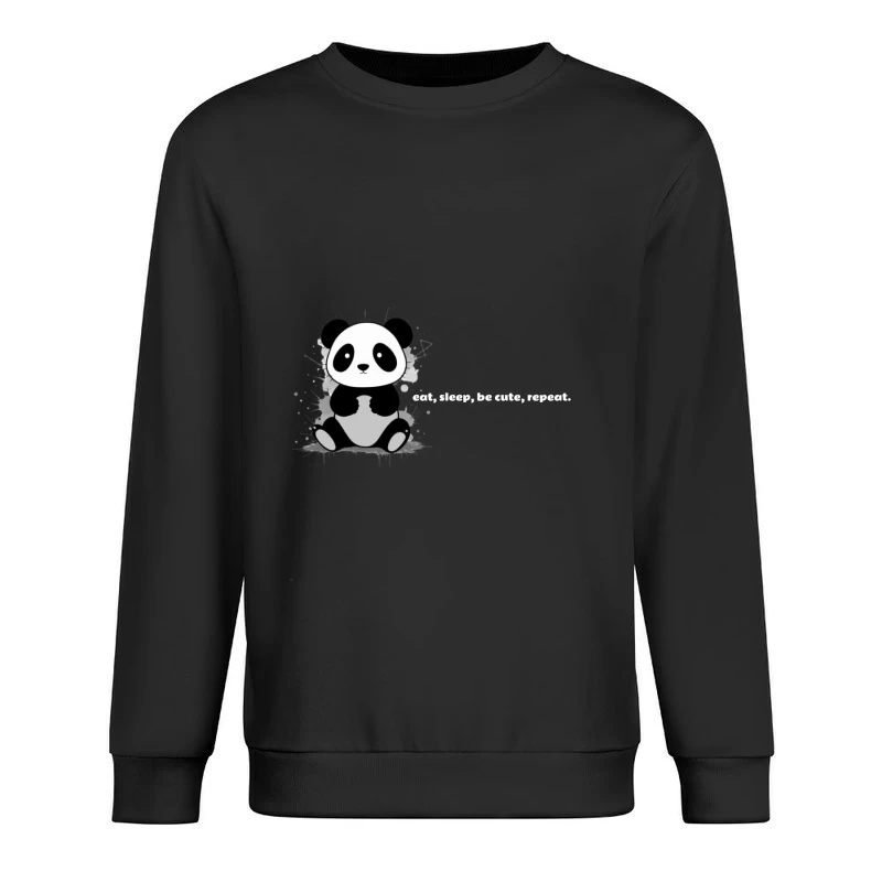 Cute Panda Illustration Male Pullover Sweatshirt