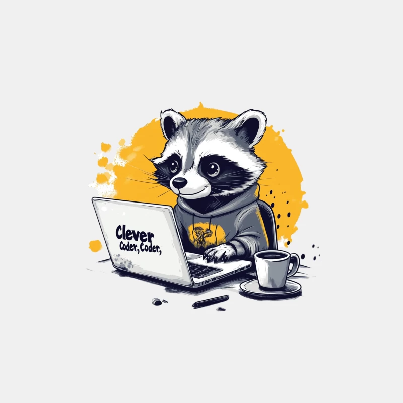 Clever Coding Raccoon: Cartoon Illustration of Tech-Savvy Animal Male Tank Top