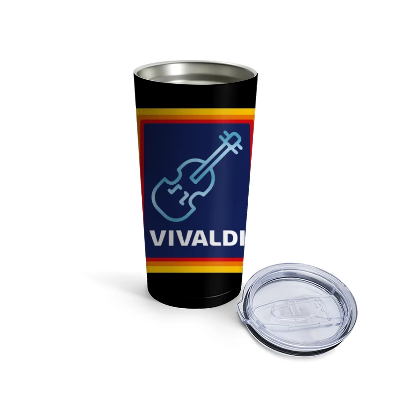 Vivaldi Classical Music Logo with Violin Icon Travel Mug