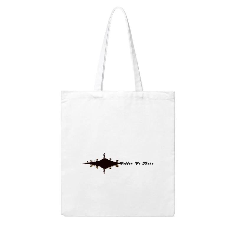 Solitary Figure on Reflective Island with Text Cotton Tote Bag