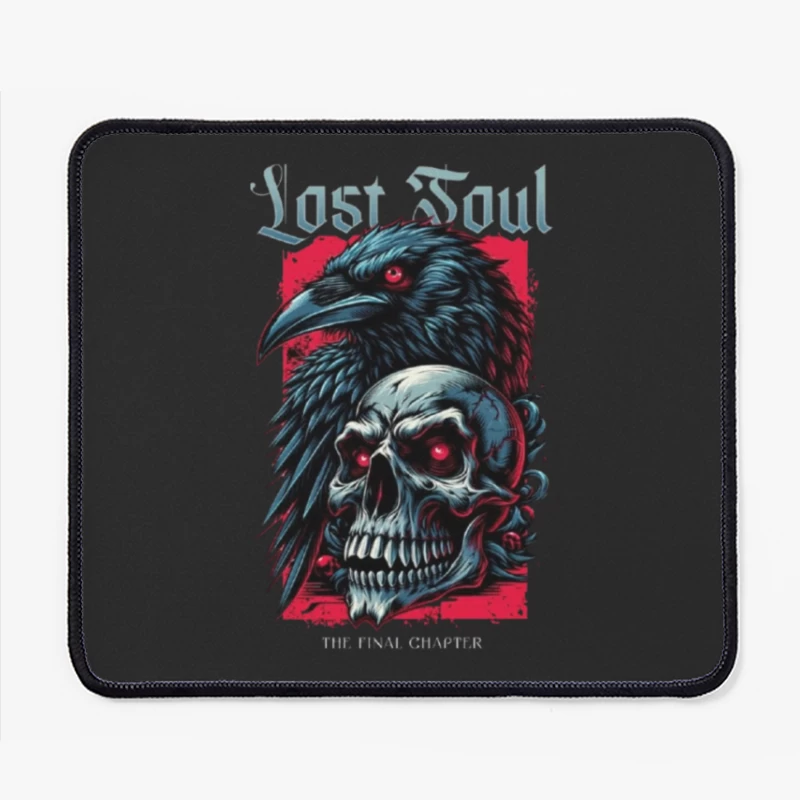 Lost Soul: Gothic Raven and Skull Dark Fantasy Illustration Mouse Pad