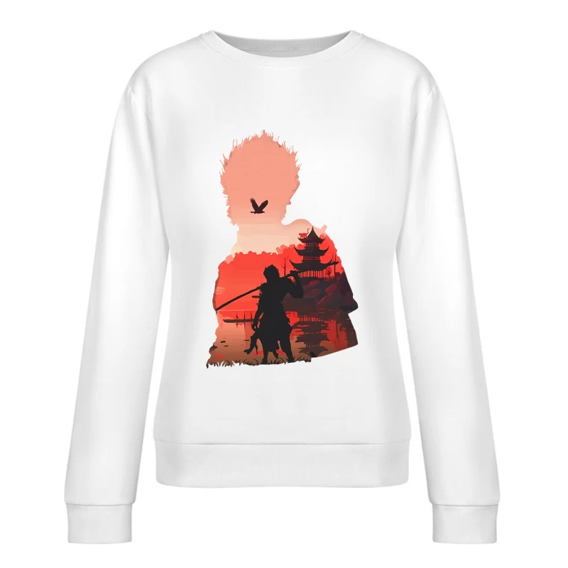 Samurai vor Sonnenuntergang Damen Pullover Sweatshirt