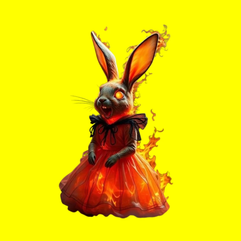 Fiery Rabbit in a Dress Throw Pillow