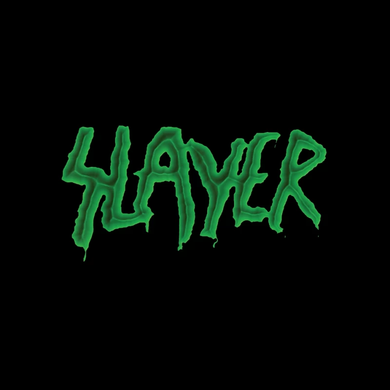 Green Horror-Style Dripping Text "SLAYER" Pin