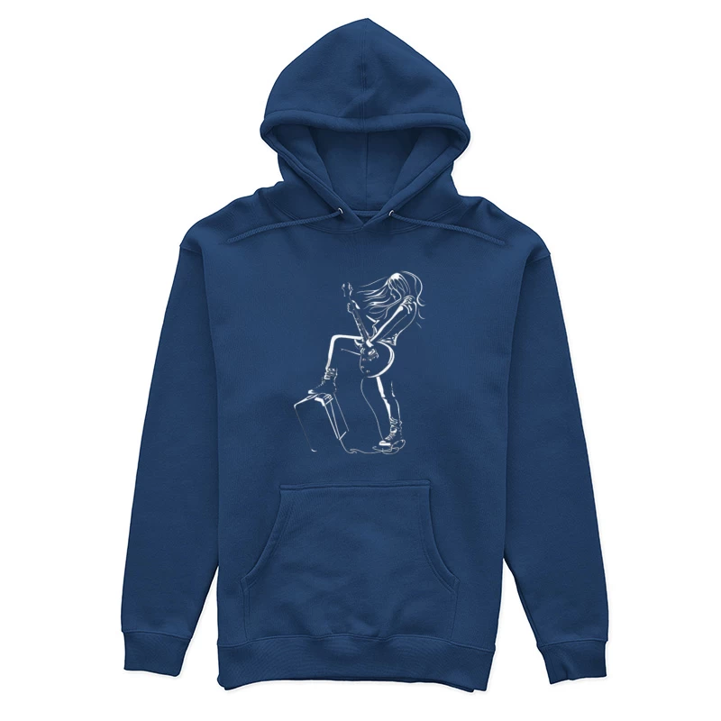 Rock Guitarist Illustration Female Pullover Hoodie